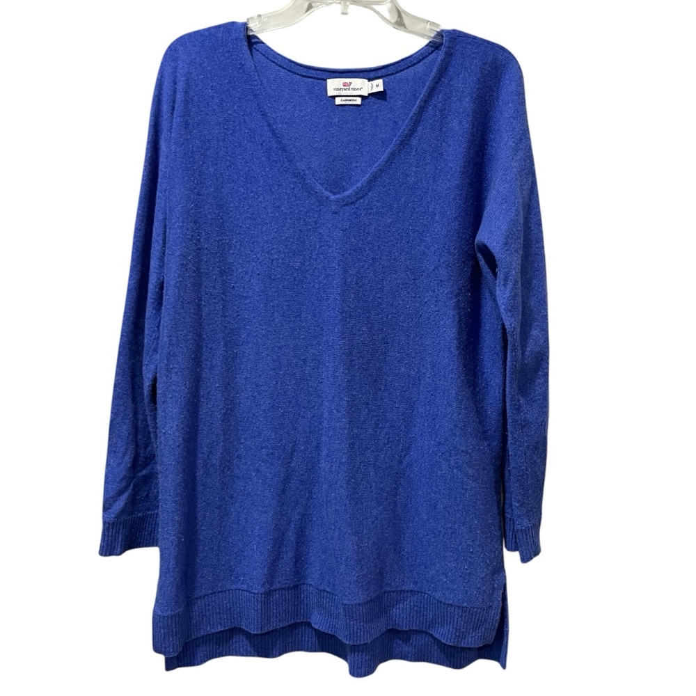 Women's‎ VINEYARD VINES Blue V Neck Cashmere Sweater Size Medium Tunic Style